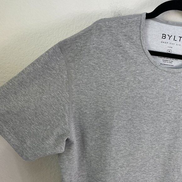 Bylt Mens Drop Cut Short Sleeve Lux T Shirt XL Gray Cotton Stretch Crew Neck Top - Picture 6 of 7